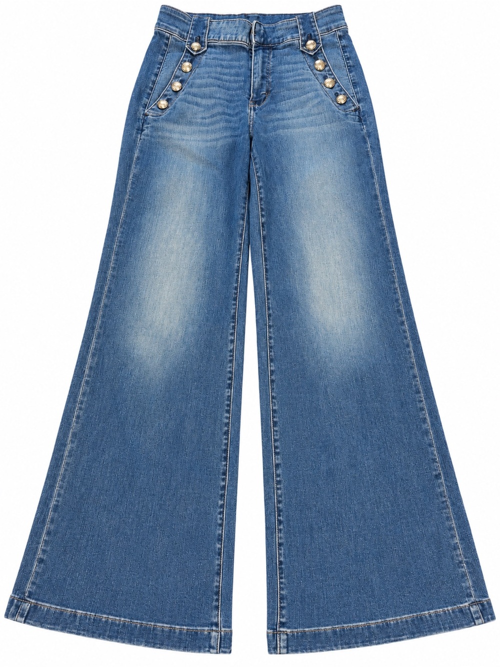White House Black Market WHBM High-Rise Wide Leg Jeans Size 8 Silver Button